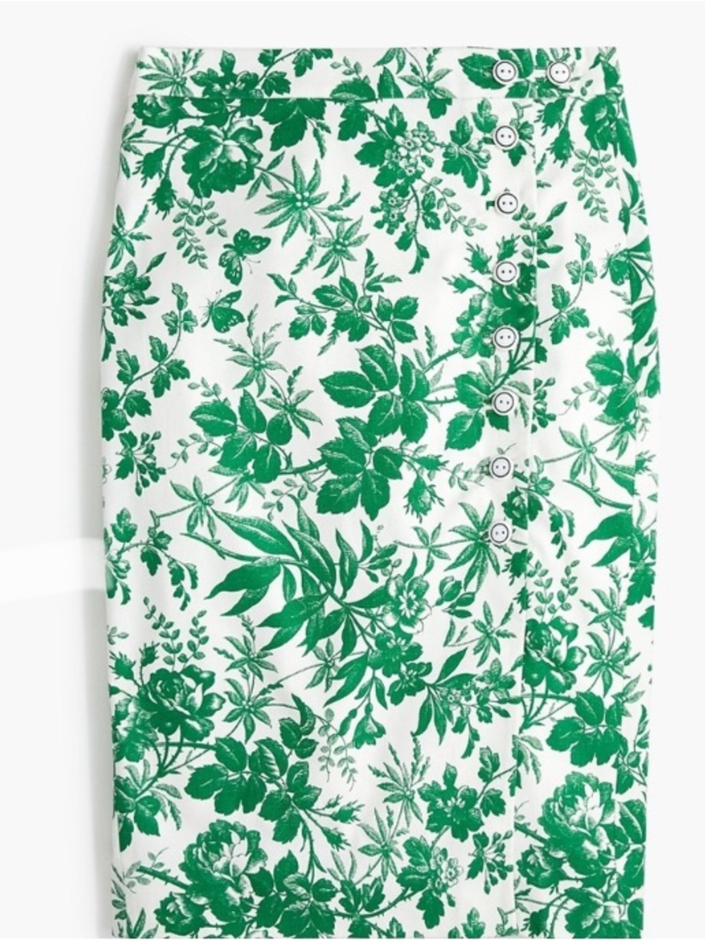 J. Crew White Skirt with Green Leaf Print